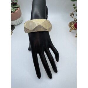 Vintage Cosmopolitan Mesh Gold Tone Hinged Bangle Bracelet Diamonds Design